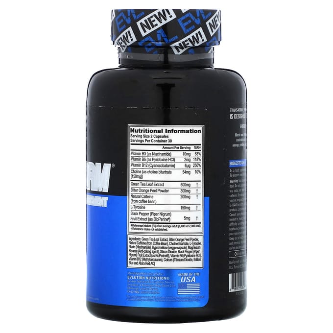 EVLution Nutrition, Trans4orm, Energielevering en Gewichtsbeheer, 60 vegetarische capsules