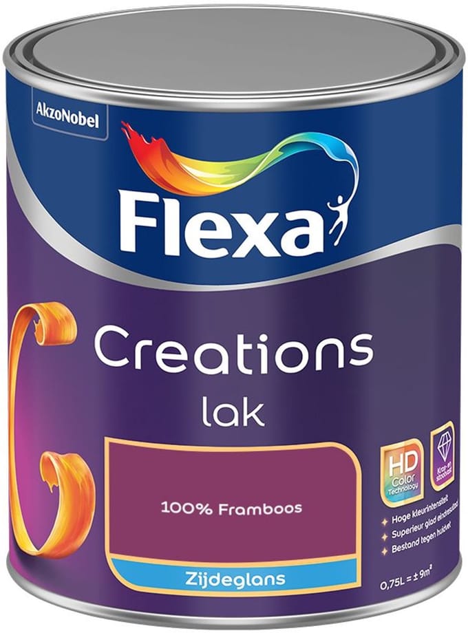 Flexa - Creations Lak Zijdeglans - 100% Framboos - Mengverf - 750 Ml
