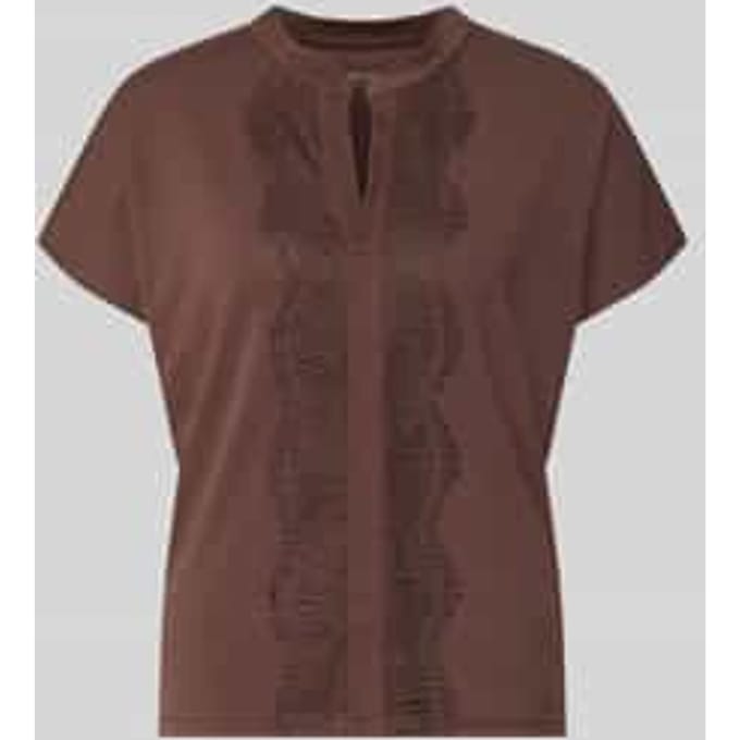 Regular fit blouse van katoenmix met kant