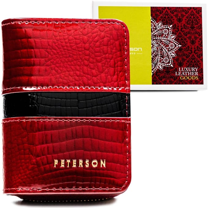 Peterson - Damesportemonnee - Rood - Krokodillenleer Imitatie - RFID Bescherming