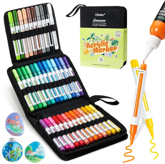 Ohuhu - Hanauma Bullet - Acrylic Paint Markers - Refillable - 36 kleuren