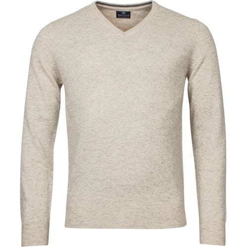 Baileys Trui V-Neck Lambswool Uni Color Single Knit Off White / male