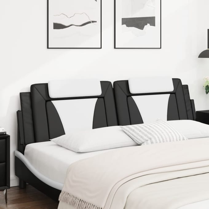 vidaXL Hoofdbordkussen "Viana" 183 cm kunstleer zwart en wit