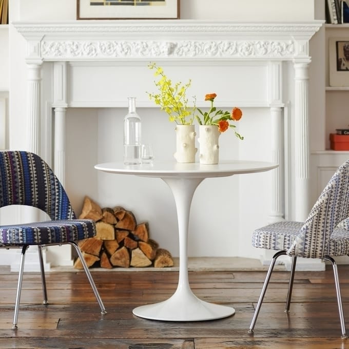 Knoll International - Saarinen Eettafel - rond - Ø 91 cm - Laminaat wit - wit