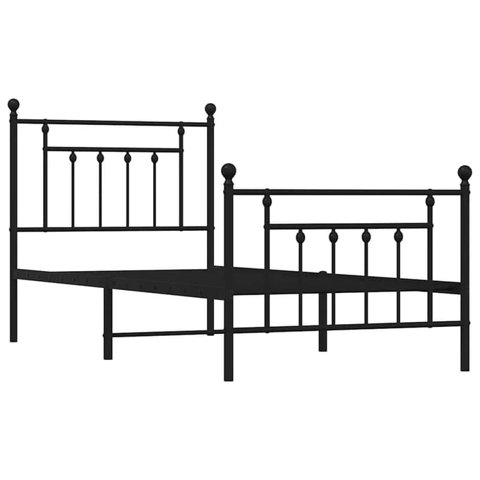 vidaXL - Bedframe - met - hoofd- - en - voeteneinde - metaal - zwart - 80x200 - cm