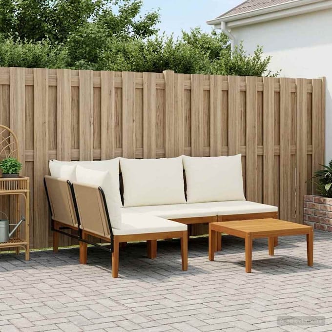 vidaXL - 5 - st - Massief - acaciahout - & - touw - Naturel