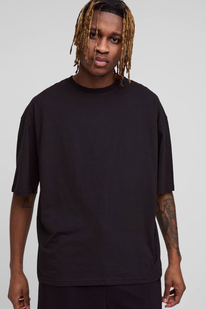 Tall Oversized Boxy Essential T-Shirt | Black | Size Small