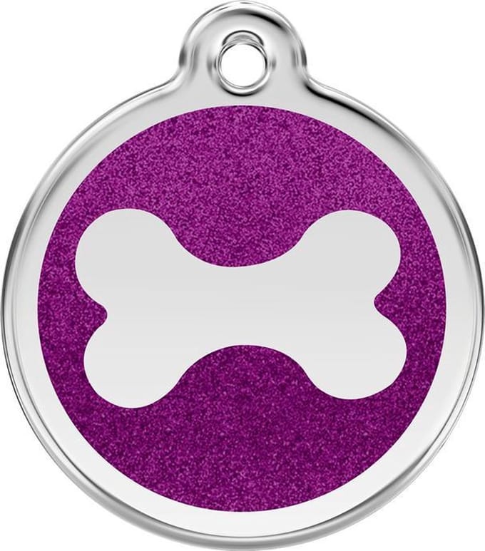 Red Dingo Hondenpenning 20 mm bot glitter paars