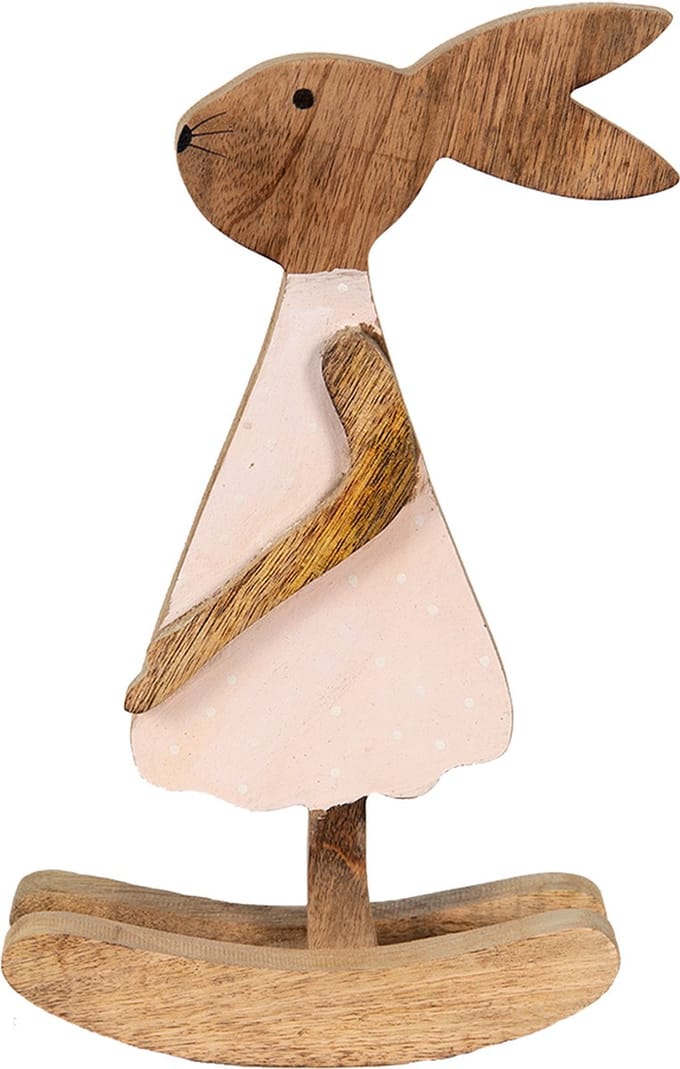 Clayre & Eef Beeld Konijn 17x7x30 cm Bruin Hout