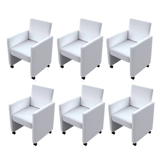 vidaXL - Eetkamerstoelen - 6 - st - kunstleer - wit