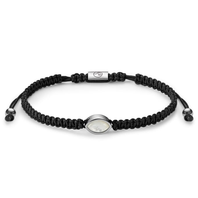 Atlantis | Zwarte Nylon Paarlemoeren Armband