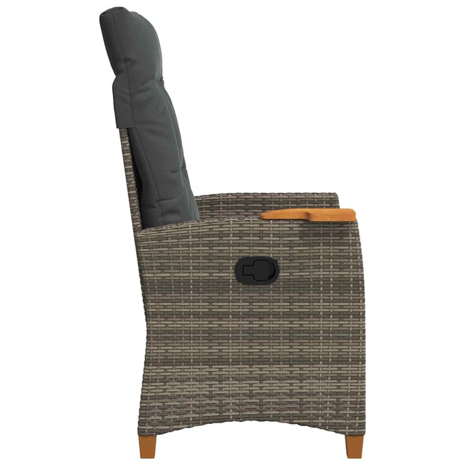 vidaXL - Verstelbare - stoel - met - theetafel - poly - rattan