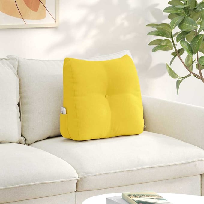 vidaXL - Rugkussen - Licht - Geel - 45 - x - 24 - x - 50 - cm - Stof