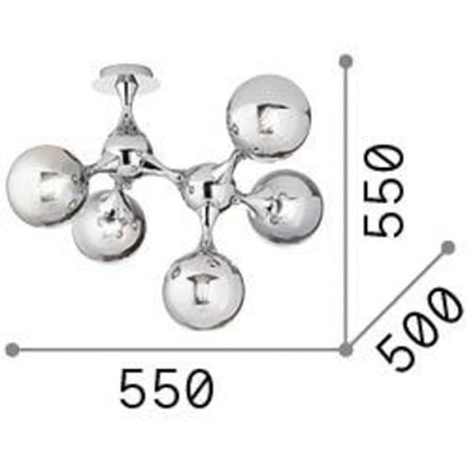 Plafondlamp Ideal Lux Nodi, chroomkleurig, glas, 5-lamps