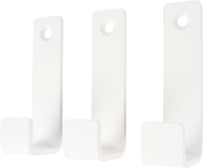 Marcellis - 3x Industriële ophang haak - jas haak - mat wit - metaal - 8cm - ook voor aan plank