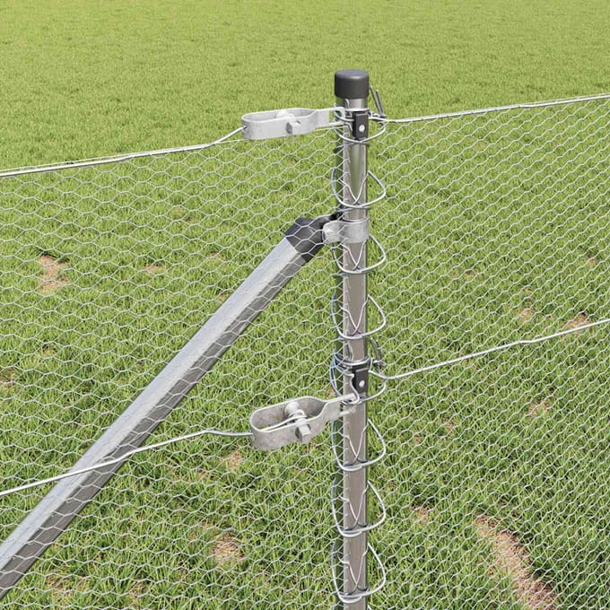 vidaXL - zeshoekig - gaasgek - met - palen - 100 - x - 0,6 - m - Gegalvaniseerd - staal