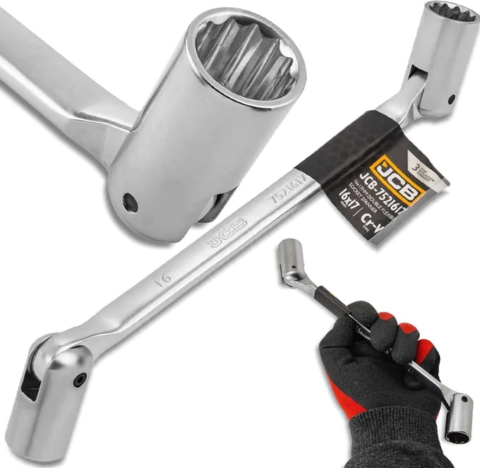 JCB Serie - Dopsleutelset - 16-17 mm - Verchroomd - Ergonomische Handgreep