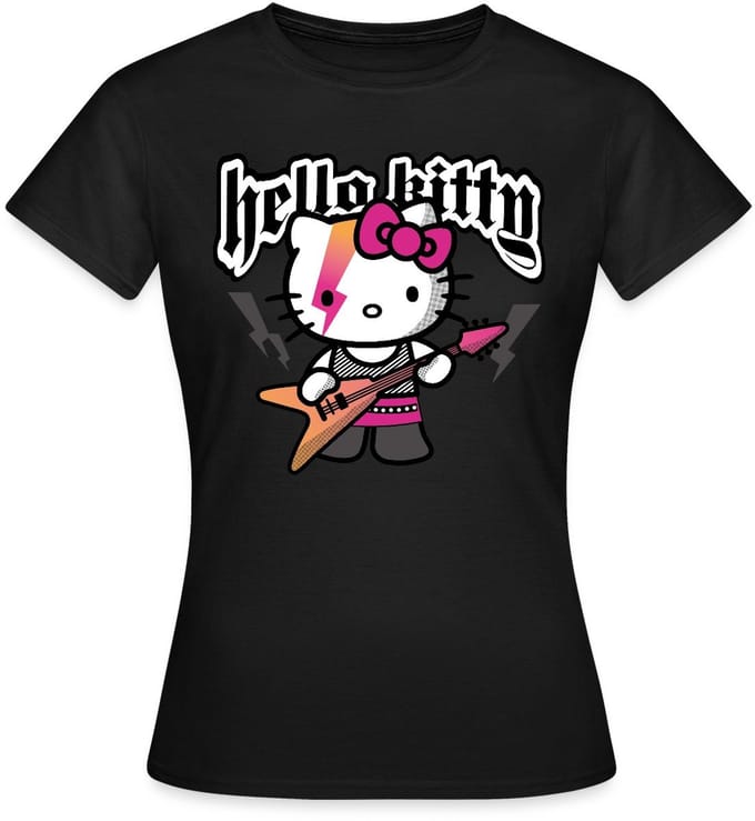 Hello Kitty In Een Rockoutfit Speelt E-gitaar T-Shirt Dames