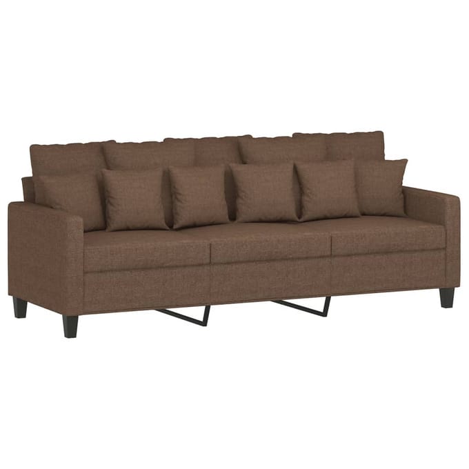 vidaXL - 3-delige - Loungeset - met - kussens - stof - bruin