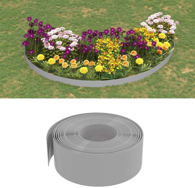 Tuinranden 3 stuks - Gazonranden borders - Bloembedden aanleggen - Flexibel ontwerp - 10 meter - Grijs