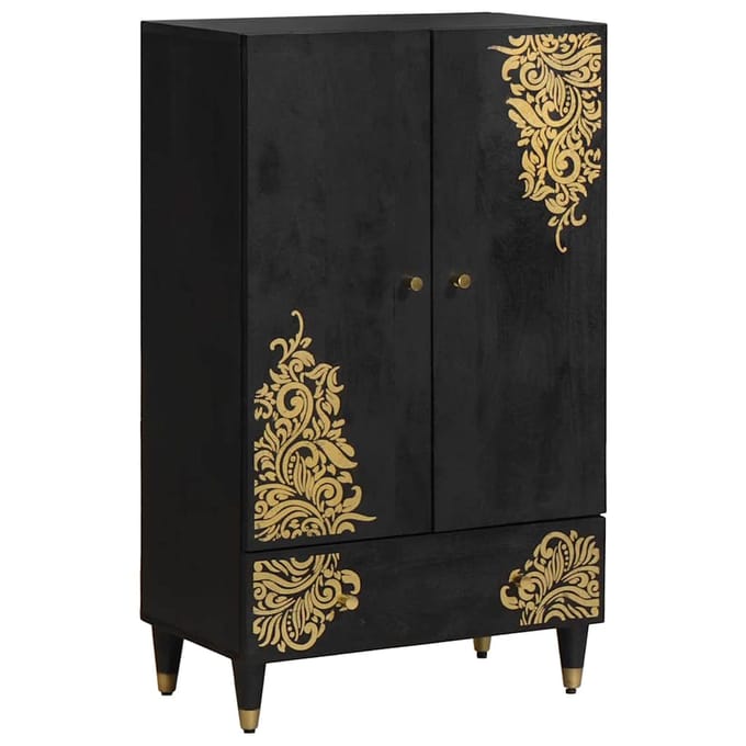 vidaXL - Highboard - Zwart - 60 - x - 33 - x - 100 - cm - Massief - Mango - Hout