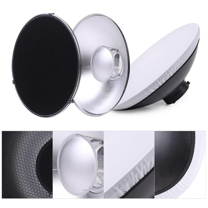 16  Fotostudio Beauty Dish Softbox Diffuser Honingraatraster Bowens Mount 14.5 * 41 * 41cm / 5.7 * zwart