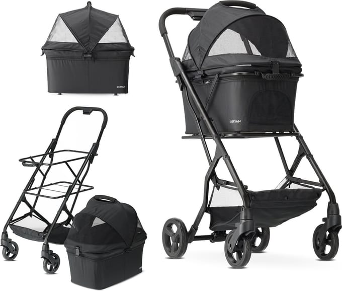Deryan Luxe Inklapbare Hondenbuggy - Huisdieren wandelwagen - Zwart