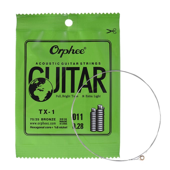 Orphee TX-1 Single String Vervanging voor Akoestische Folk Gitaar 1e E-Snaar (.010) 10-Pack Koolhydraatarm 011 black