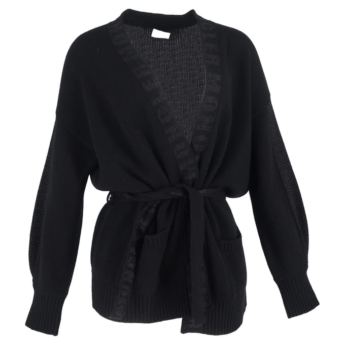 Moncler Robe Cardigan met logo-afwerking in zwarte wol