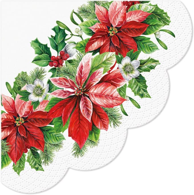 Ronde servetten Glory Poinsettia - PAW Decor - 32 cm