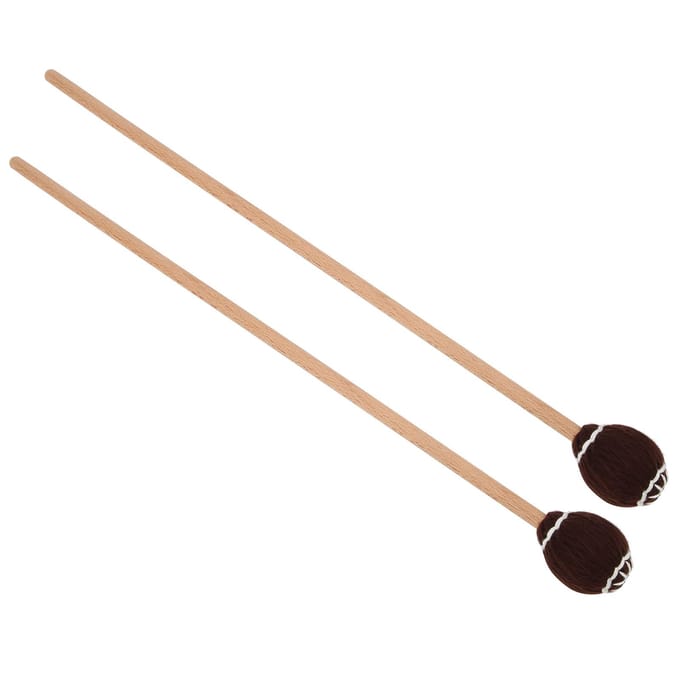 1 Paar Marimba Mallets Draagbaar Esdoorn Handvat Wol Bal Stokken Percussie Speel Accessoires Bruin beige