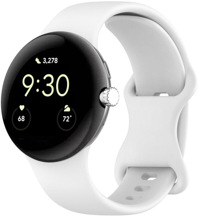 Siliconen bandje - geschikt voor Google Pixel Watch 3 (45 mm) en Pixel Watch 4 (45mm) - druksluiting - wit
