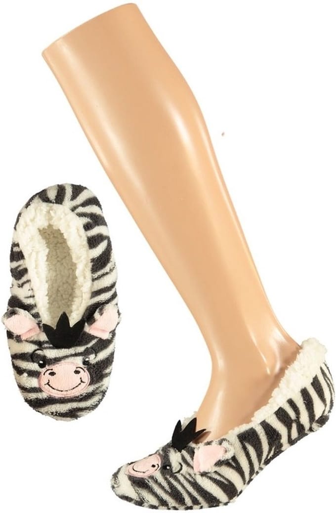 Meisjes ballerina pantoffels/sloffen zebra maat 31-33