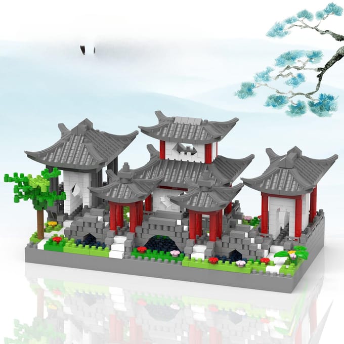 L'architecture ancienne trois-en-un du jardin de Suzhou est d'une grande difficulté 26*19*9cm