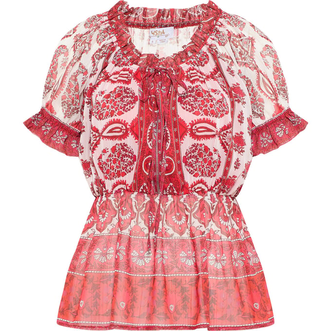 usha Blouse shirt Dames Rood Veelkleurig