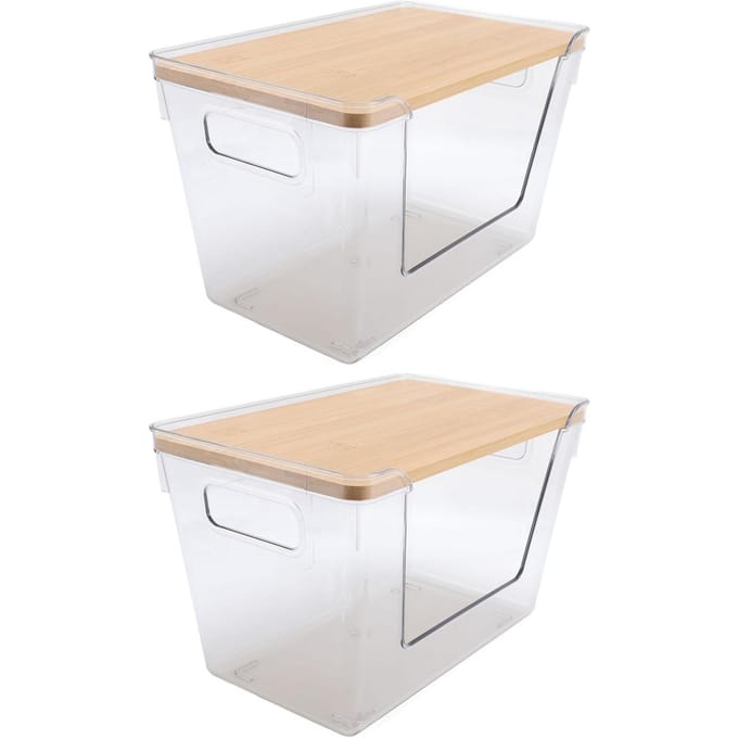 2 stuks Voorraadkast Organizer Bak Multifunctionele Opbergcontainer Transparante Voedselopslag Kast Organizer white