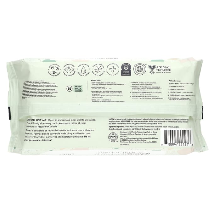 The Honest Company, Sensitive Clean Conscious Tissues, parfumvrij, 60 velletjes white