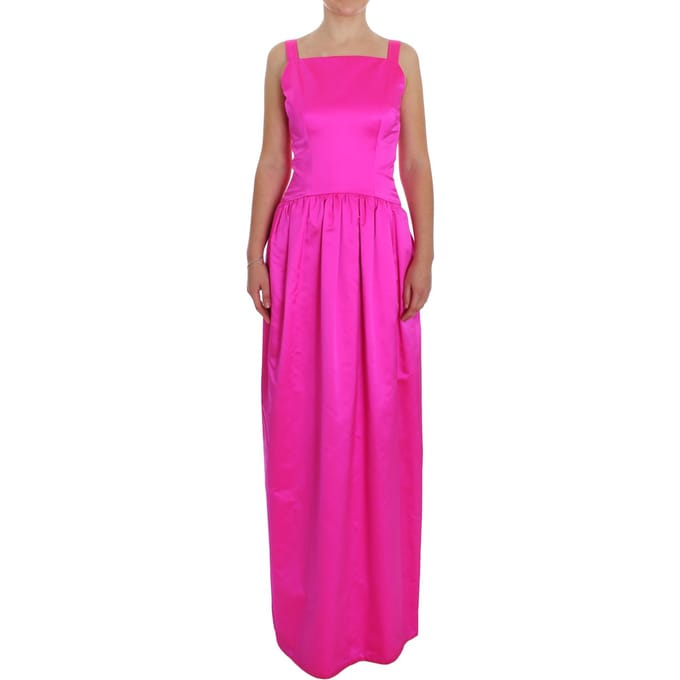 Dolce Gabbana Fuchsia Zijde Maxi Jurk