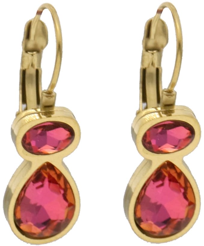 Oorbellen - RVS - kristallen - 2,5 cm - roze