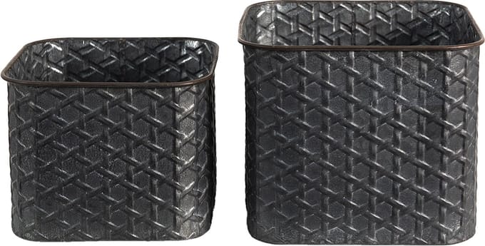 Clayre & Eef Bloempot Set van 2 Grijs IJzer