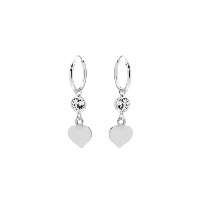 Zilveren oorringen-dames met hart hanger-925 zilver-37mm