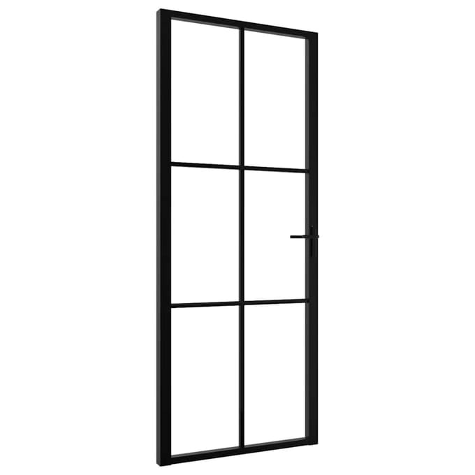 vidaXL - Binnendeur - 83x201,5 - cm - ESG-glas - en - aluminium - zwart