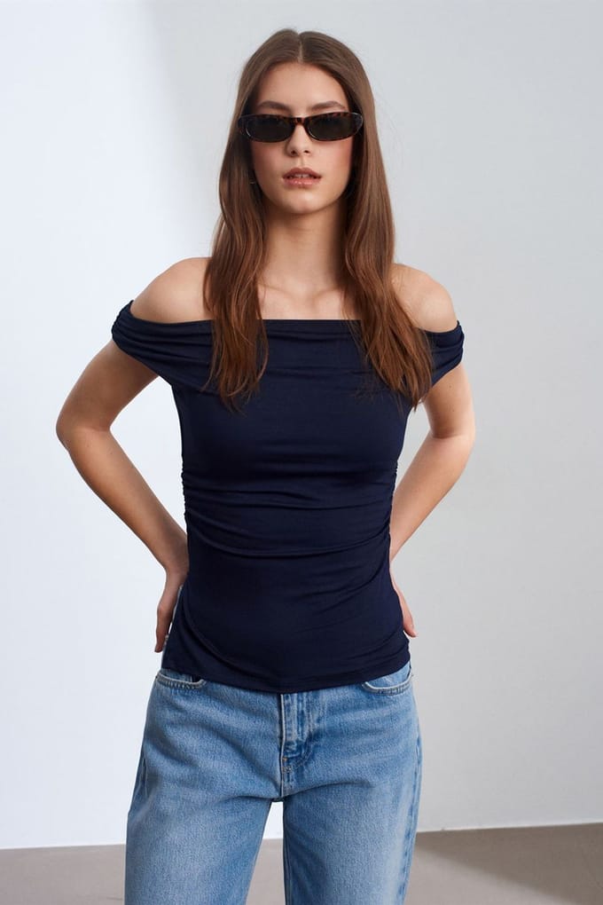 Dames Off-shoulder Slim-fit Jersey Blouse