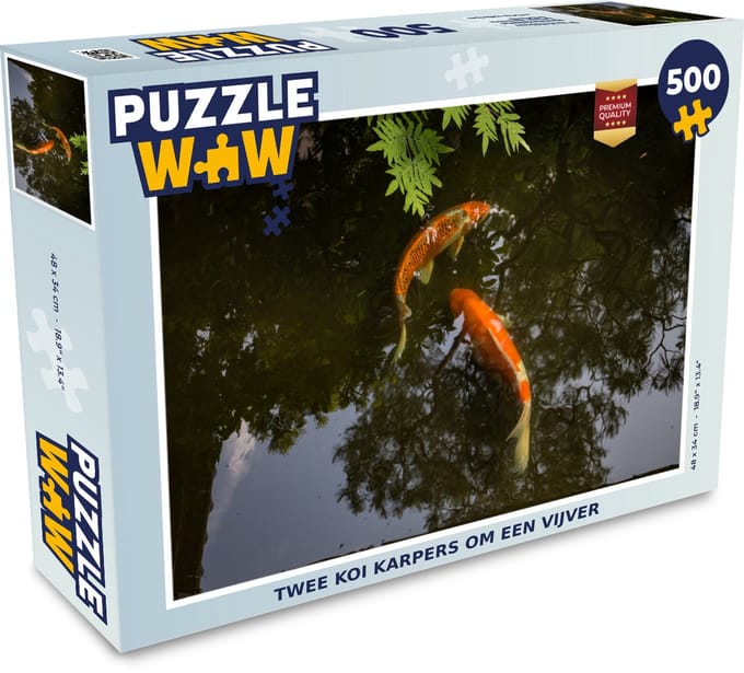Puzzel Twee koi karpers om een vijver - Legpuzzel - Puzzel 500 stukjes