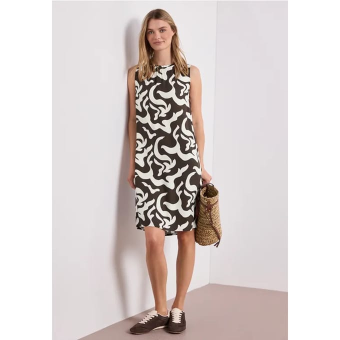 Knielange jurk met ronde hals en print