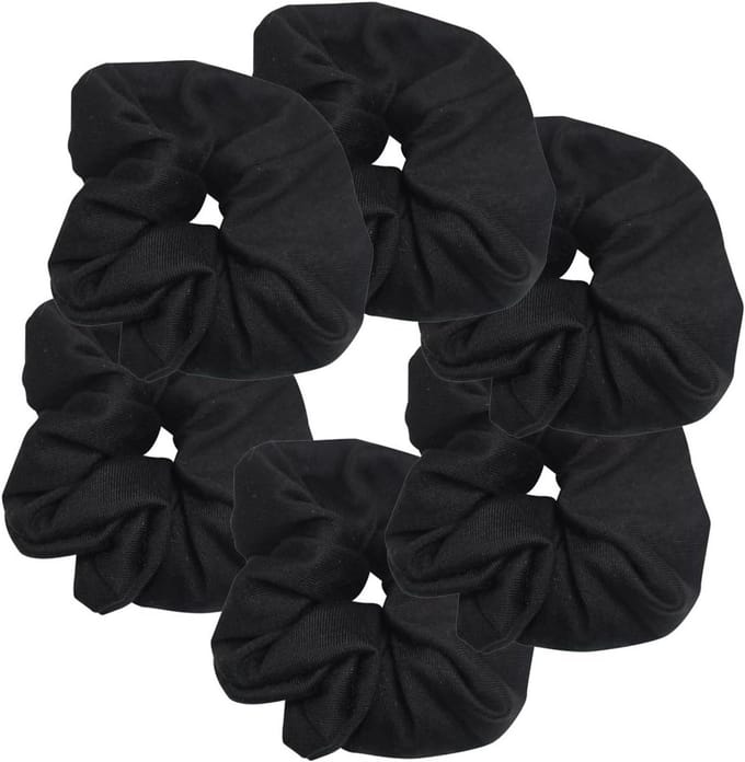 6 Stuks Grote Zwarte Haar Scrunchies Elastiek - Extra Dik Volume