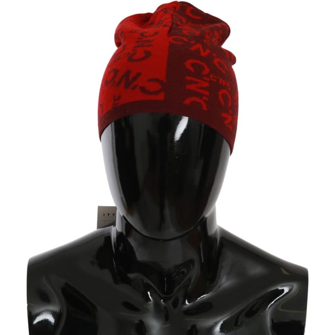 Costume National Heren Rode Wol Blend Gemerkte Beanie Hoed