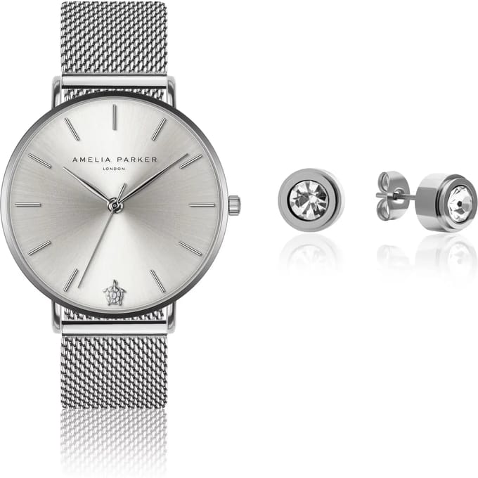 Dameshorloge en armband Amelia Parker Capsule Grey