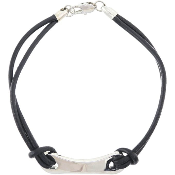 Behave - Leren armband met plaatje - minimal stijl - 18,5 cm
