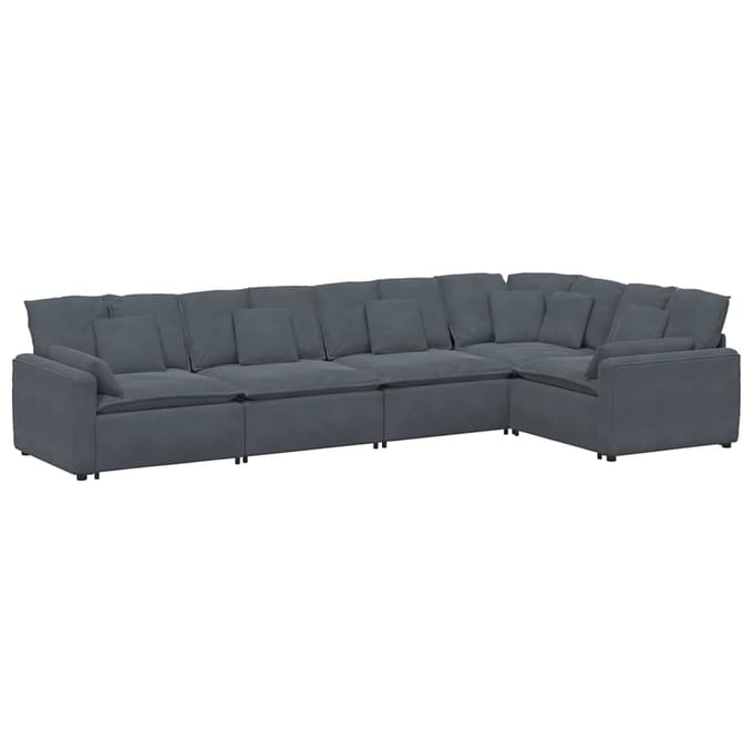vidaXL - Modulaire - bank - met - kussens - fluweel - donkergrijs